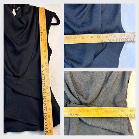 NWT Zara Womens Black Leopard Top Sz XS Cowl Neck Draped Knot-Front Whimsy - Picture 13 of 14